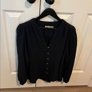 Faherty Midnight Blue Button-Up Blouse